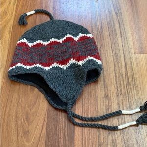 fleece lined, Charcoal gray and winter hat